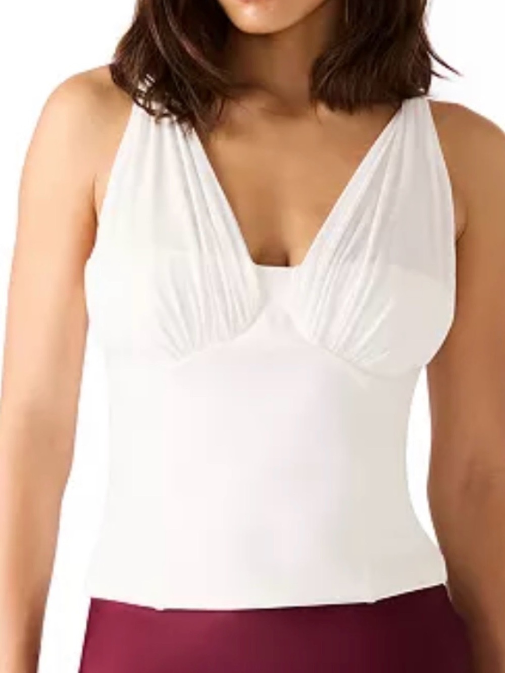 Steve Madden White Sleeveless V-Neck Fitted Tank Top